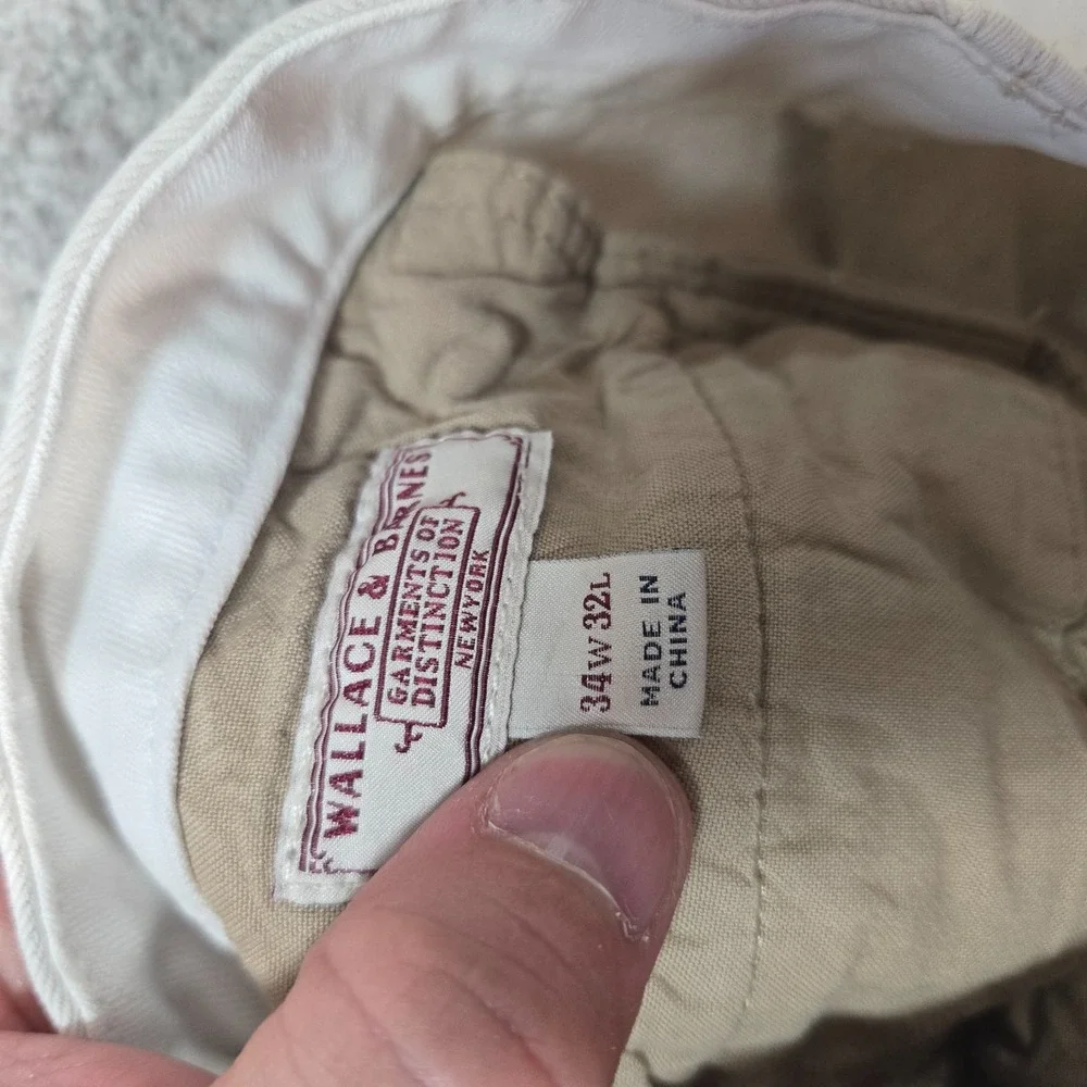 J Crew Wallace & Barnes Double pleated Chino Pant Linen blend 34x32 button fly